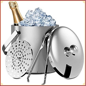 Mua Xô Đựng Đá Mini Cocktail Cách Nhiệt Bằng Thép Không Gỉ Nắp Silicon Bịt Kín