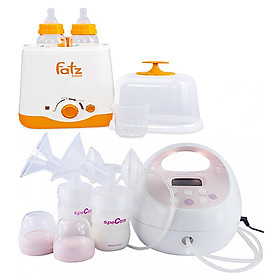 Combo Máy Hút Sữa điện đôi Spectra S2 + Máy Hâm Nóng Và Tiệt Trùng 2 Bình Cổ Rộng FatzBaby FB3012SL