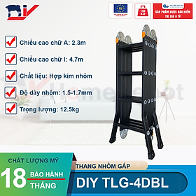 Mua Thang nhôm gấp đoạn cao cấp chân choãi DIY TLG-4DBL chiều cao chữ A 2.3M chữ I 4.7M