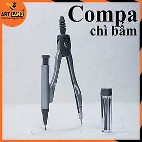 Compa Hộp Đựng Màu Xám - Loại Ngòi Chì và Loại Chì Bấm