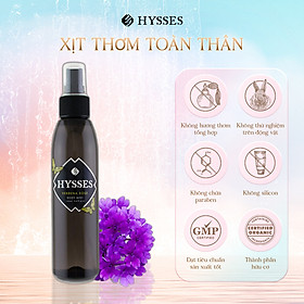 Xịt Thơm Toàn Thân Body Mist Hysses Cao Cấp Hương Nước Hoa Lưu Hương Lâu Mùi Sang Trọng, Quyến Rũ, Ngọt Ngào, Dưỡng Ẩm, Phục Hồi Da, Giảm Stress Với Tinh Dầu Oải Hương - Gỗ Hinoki Hữu Cơ Tự Nhiên