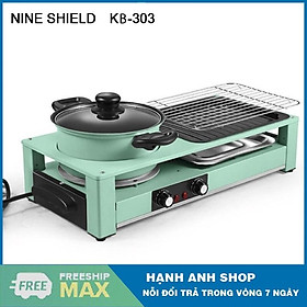 Mua Nồi lẩu nướng 2 trọng 1 KB-303  Công xuất 2200W  Thiết kế chữ nhật bền đẹp 2 bộ chỉnh nhiệt dộc lập