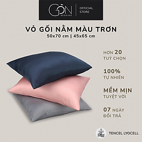 01 vỏ gối nằm gòn bedding lụa tencel 60s cao cấp màu trơn 50x70 cm