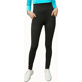 Quần Legging Vicci Cao Cấp Màu Đen Vân Xước Cạp Cao 11P