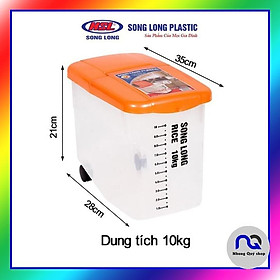 Mua Thùng đựng gạo có nắp nhựa cao cấp  có bánh xe Song Long Plastic size 10kg và 15kg