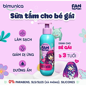 Sữa Tắm BIMUNICA Fantomiki Cho Bé Gái từ 3 Tuổi - 250ml Không Cay Mắt, Làm Sạch, Làm Mềm