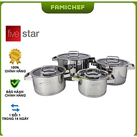Mua Bộ 4 nồi inox 304 cao cấp 3 đáy nắp kính FiveStar FS08NKB