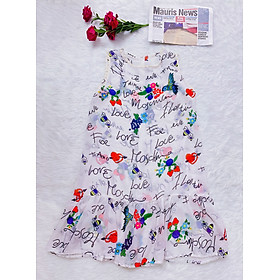 Đầm Váy Voan Trắng In Chữ Trái Cây Hoạ Tiết + Tặng Kèm Đầm Dây Mặc Trong Đầm Nữ Thời Trang