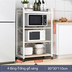 Kệ để lò vi sóng 3,4,5 tầng khung thép sơn tĩnh điện, kệ bếp đa năng chứa gia vị rau củ có bánh xe di chuyển thông minh