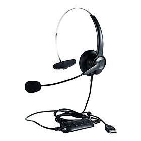 USB Computer Headset Rotating Microphone Comfortable for Call Center