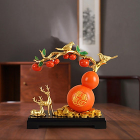 Resin Persimmon Gourd Table Ornaments Feng Shui Decor for Bringing Luck, Prosperity, Success Congratulatory Gift Housewarming Gift Sculpture
