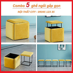 Bộ Ghế Gấp Gọn. Combo 5 Ghế Gấp Gọn Có Bánh Xe. Thiết Kế Mới.