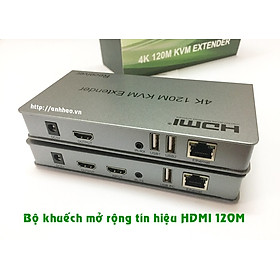 Mua HDMI to Lan - Bộ kéo dài HDMI 120M qua cáp mạng lan Sinoamigo HDES120-KVM   thêm 3 cổng USB kết nối phím chuột - Hàng chính hãng