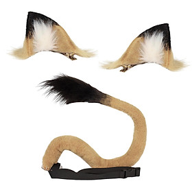 Lion Ear and Tail Set Animal Ears Hair Clip Bendable Tail for Festival Masquerade Costume Accessory