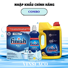 Combo Bột rửa bát Finish 2,5kg + Muối 1,2kg + Nước làm bóng 400ml