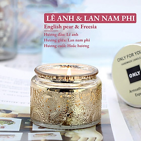Nến thơm Only For You ly thủy tinh hoa văn nổi 110G sáp đậu nành tự nhiên tạo hương thơm làm quà tặng người thân  - 6 English Pear & Freesia