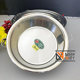 Mua KHAY  MÂM  XỬNG INOX - Dày  đẹp  chắc chắn có quai cầm  thành cao. Có thể dùng hấp bánh  cá thịt  rau củ...NHIỀU SIZE
