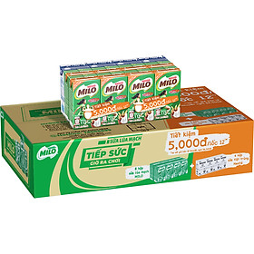 Thùng Sữa Lúa Mạch Nestlé MILO + Sữa Nước Có Đường Nestlé - Lốc 12 Tiện Lợi 4 (12 x 115ml)