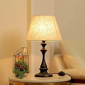 đèn để bàn chóa vải thân gỗ tự nhiên cao cấp TPD5