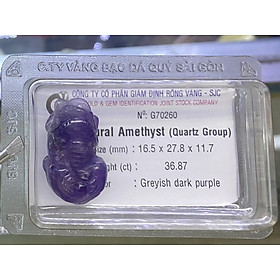 Linh Vật Tỳ Hưu Đá Thạch Anh Tím Amethyst Phong Thủy Tự Nhiên Kiểm Định