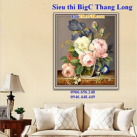 Mua Tranh thêu chữ thập bình hoa hồng đẹp nhất A889 chưa thêu