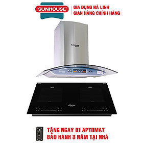 Mua Combo Bếp từ đôi Sunhouse mama MMB-88HL + Máy hút mùi kính cong Sunhouse MAMA MM6707-70  Hàng chính hãng - Bảo hành tại nhà