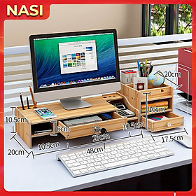 Mua Kệ để máy tính đa năng Z08-2 NASI kệ màn hình máy tính để bàn bằng gỗ cứng chắc có hộc cất bàn phím ngăn kéo hộc để tài liệu văn phòng phẩm