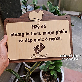 Mua Bảng gỗ Để buồn phiền ngoài cửa trang trí nhà cửa  Bảng gỗ Vui lòng để giày dép bên ngoài