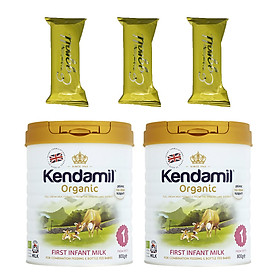 Combo 2 hộp Sữa bột Nguyên kem công thức hữu cơ KENDAMIL ORGANNIC số 1: ORGANIC FIRST INFANT MILK (800G) ( cho trẻ từ 0-6 tháng tuổi) - Phát triển chiều cao và trí não, tăng cân, tăng sức đề kháng – Tặng 3 bánh quế cuộn hiệu Kapad