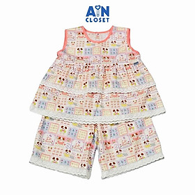Bộ quần áo Lửng bé gái họa tiết Cún Ren Hồng Cotton - AICDBGCTWP5B - AIN Closet