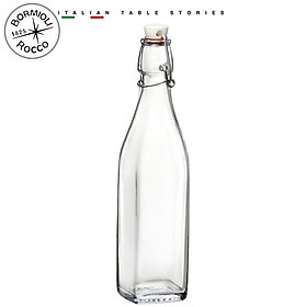 Chai thủy tinh vuông nắp cài Swing 1 lít - 500ml - 250ml - 125ml (Bormioli Rocco)- Hàng chính hãng