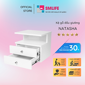 Tủ gỗ đầu giường hiện đại SMLIFE Natasha | Gỗ MDF dày 17mm chống ẩm | D40xR35xC40cm