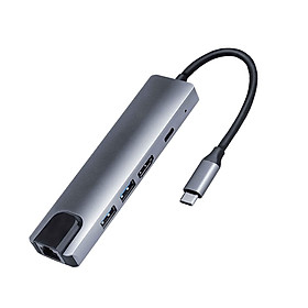 USB-C Type-C HUB to 2x USB 3.0  65W PD Charging Port Ethernet Rj45 Adapter