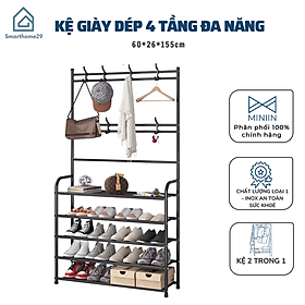 Mua Kệ Giày Chữ L 4 Tầng Đa Năng Để Giày Dép Và Có Móc Treo Quần Áo Vừa Tiện Lợi Vừa Sang Trọng Decor Phong Cách Vintage - Hàng Chính Hãng MINIIN
