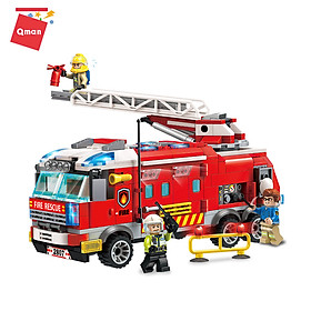 Đồ chơi lắp ráp xếp hình cứu hỏa Qman 2807 – Ô TÔ CỨU HỎA (366 mảnh ghép) dành cho bé trai trên 6 tuổi