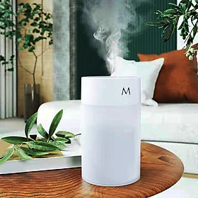 Máy phun sương tạo ẩm mini hình trụ 260ml: khuếch tán tinh dầu thơm phòng, có đèn led đổi màu, làm đèn ngủ trang trí