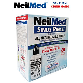 Bình (Bộ Dụng Cụ) Rửa Mũi Xoang Người Lớn NeilMed Sinus Rinse Kit 60 Sachets- xuất xứ Mỹ (1 bình + 60 gói muối)