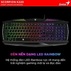 Bàn phím Gaming Genius Scorpion K-220 Hàng Chính Hãng