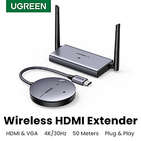 Bộ Truyền HDMI 4K và VGA Không Dây 50M Ugreen 90909A CM586, hỗ trợ độ phân giải 4K@30Hz hàng chính hãng