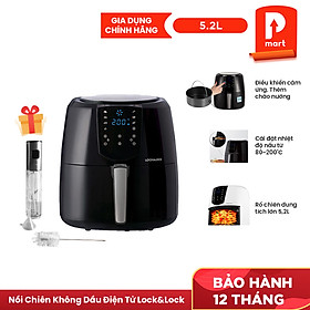 Nồi Chiên Không Dầu Điện Tử Lock&Lock EJF357 (5.2 Lít) Tặng Bình xịt dầu Lock&Lock CKO109 - Hàng Chính Hãng