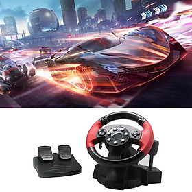 PC Racing Wheel, Simulator Vibration 200 Degree Universal Usb Car Bus Truck Race Steering Wheel with Pedals Set, for PS3, PS2(Red)