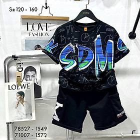 Áo cộc tay bé trai size đại 7-14 tuổi in chữ SDM, Áo hè cho bé cao cấp vải cotton kiểu dáng thời trang