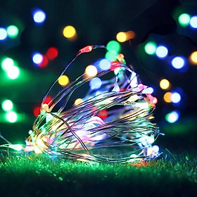 Đèn led trang trí fairy light đèn đom đóm dùng pin 3 chế độ nháy sẵn pin 1m