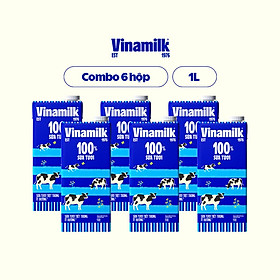Combo 6 hộp Sữa tươi tiệt trùng Vinamilk 100% ít đường - Hộp 1L