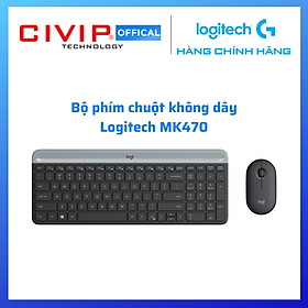 Combo chuột phím không dây Logitech MK470 - Chống ồn, USB 2.4HGz, pin lâu vượt trội, thiết kế mảnh gọn - Màu