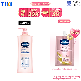 Sữa Dưỡng Thể 350Ml Vaseline Dưỡng Ẩm Sáng Da Instant Radiance Vi Chất Phản Quang Giúp Da Sáng Tức Thì Gấp 4 Lần