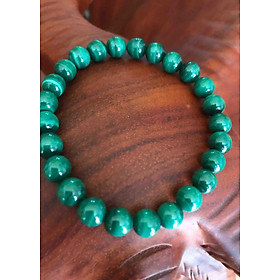 VÒNG TAY ĐÁ MALACHITE HAY CÒN GỌI LÀ ĐÁ LÔNG CÔNG MÀU XANH 7LY5 HỢP NỮ MẠNG MỘC HOẢ