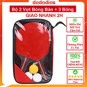 Bộ 2 Vợt Bóng Bàn Cao Cấp Chính Hãng dododios + Túi Đựng Vợt Bóng Bàn + 3 Bóng