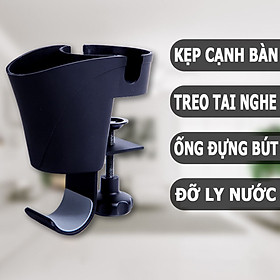 Mua Giá Treo Tai Nghe Kẹp Cạnh Bàn 3in1  Đỡ Ly Cốc Nước  Ống Đựng Bút - Hàng Nhập Khẩu