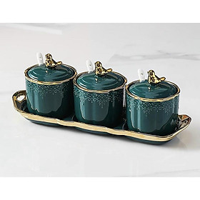Mua BỘ 3 HŨ ĐỰNG GIA VỊ SỨ HOA VĂN SẦN NỔI SANG TRỌNG